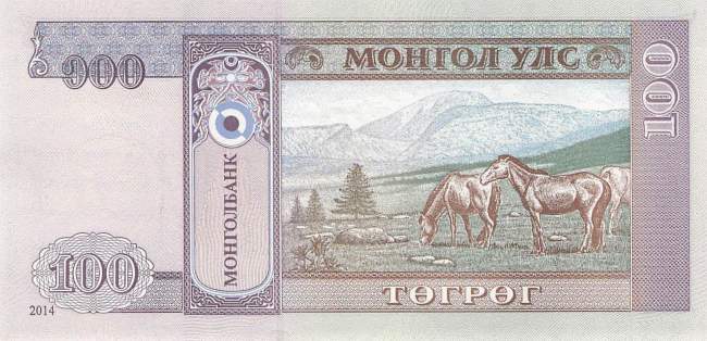 100 Tugrik Mongolei 2014 p.65c